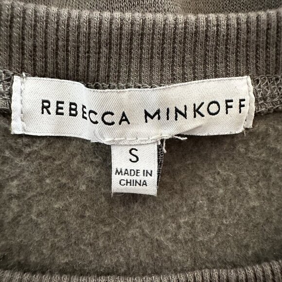 Rebecca Minkoff Janine Puff Sleeve Sweatshirt in Olive Green Small Cotton Blend - Picture 11 of 13